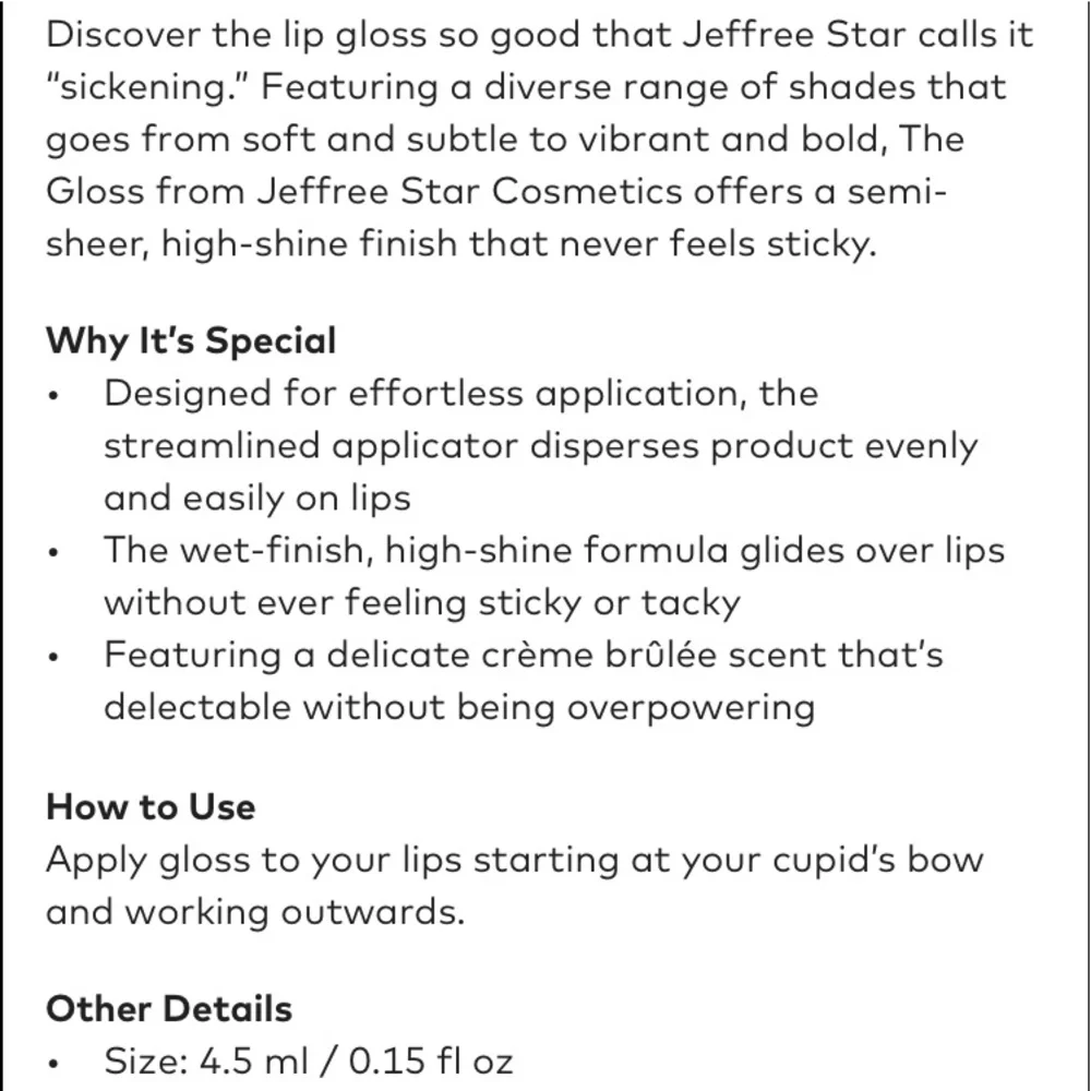 NEW! JEFFREE STAR THE GLOSS in UNTOUCHABLE Brown High Shine Lip Gloss Lip Stick